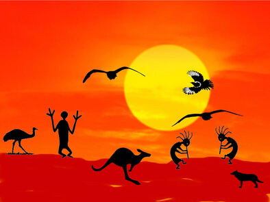 The First Sunrise - Picture from an Aboriginal creation story retold and illustrated by January Maren Dove